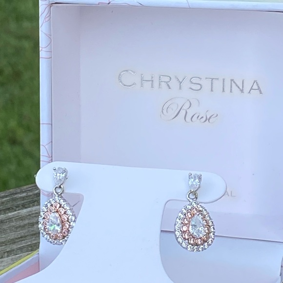Genuine Crystal gold plated silver drop earrings Kohl’s Chrystina Rose - Picture 13 of 16